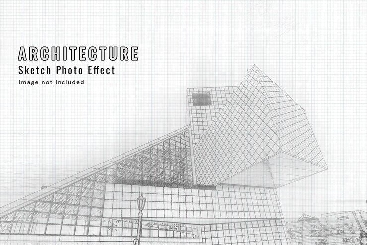 PSD architecture sketch photo effect template