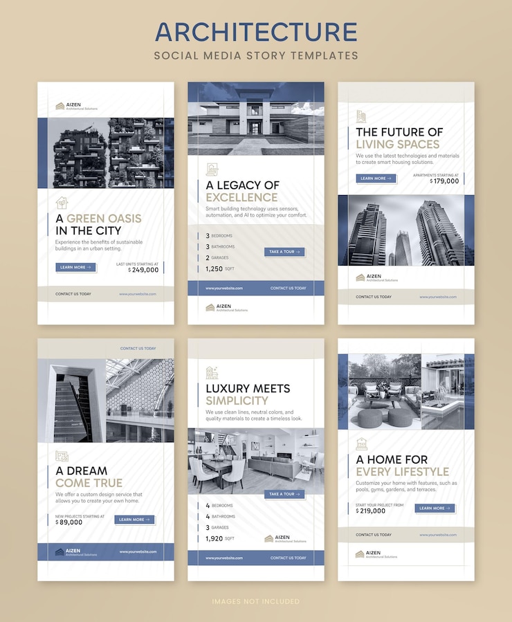 PSD architecture social media story templates for instagram and facebook