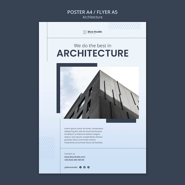 PSD modello di poster verticale di architettura