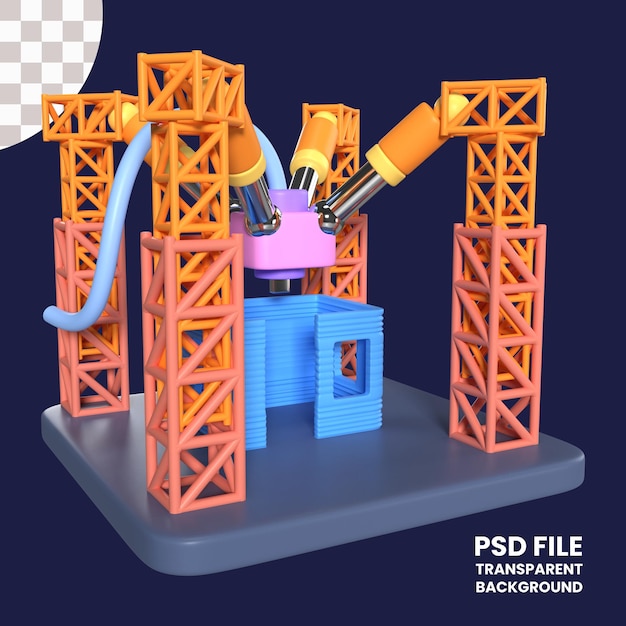 PSD architectuur 3d-printer 3d illustratie pictogram