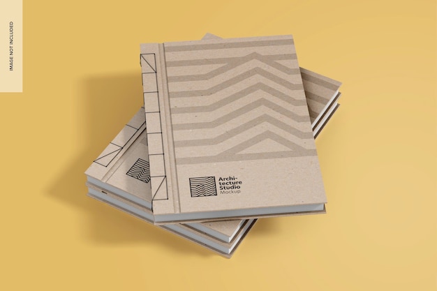 Architectuur Notebooks Mockup Gestapeld