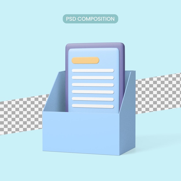 Archive storage, archive folders. 3d rendering icon. Cartoon minimal style.