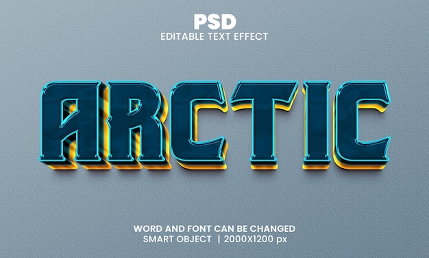 Arctic 3d editable text effect premium psd with background