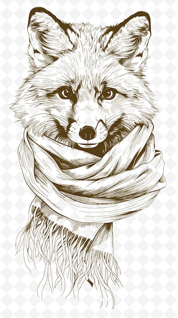 Arctic fox draagt een vintage sjaal met een vreemde uitdrukking p animals sketch art vector collections