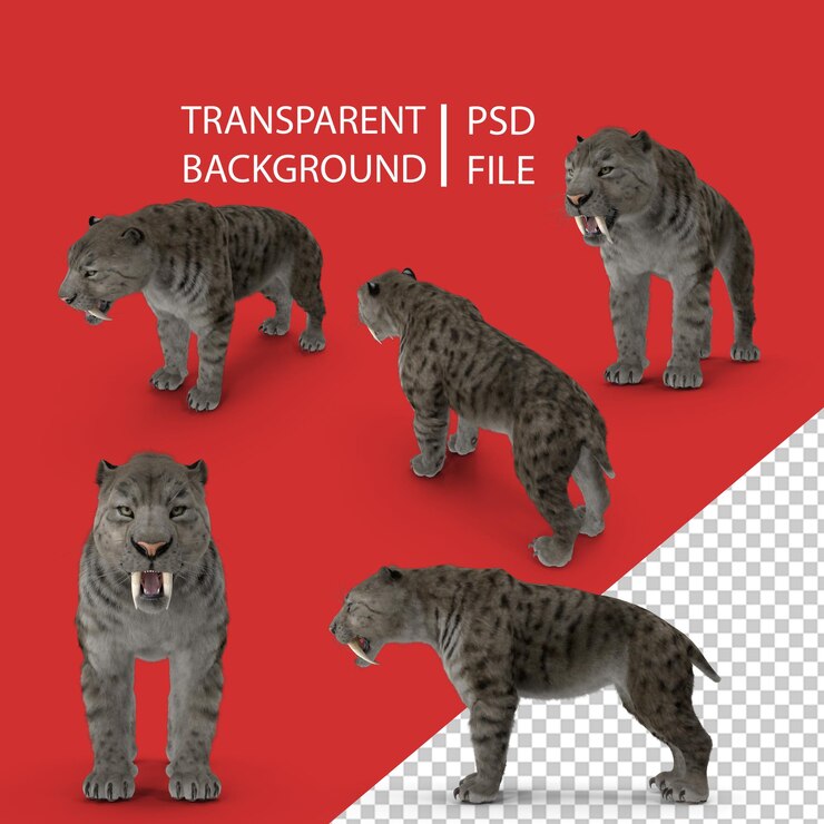 PSD arctic saber tooth cat png