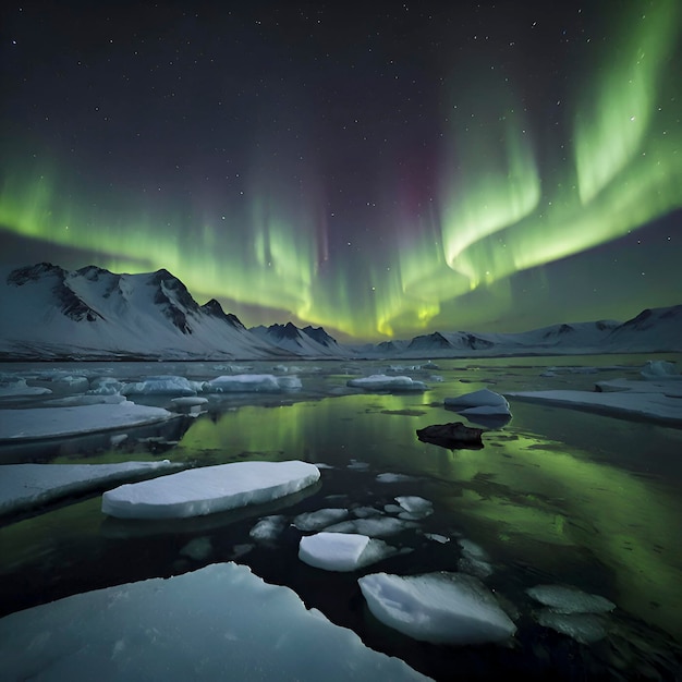 PSD arctisch landschap met aurora