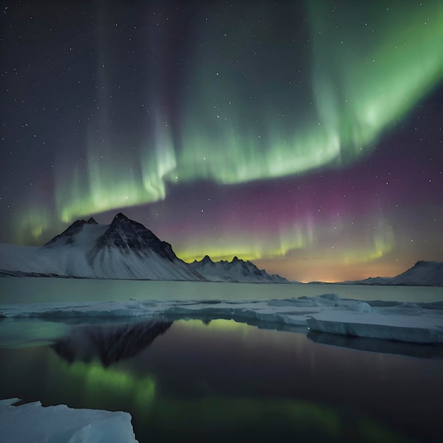 PSD arctisch landschap met aurora