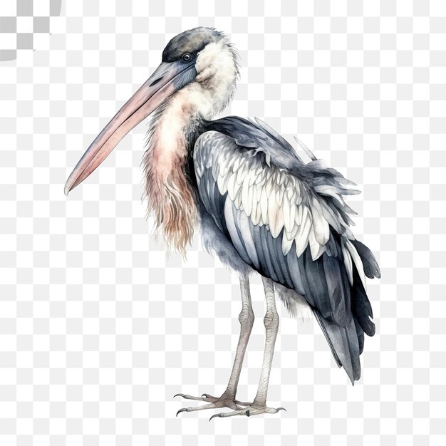 PSD ardea cinerea watercolor transparent background