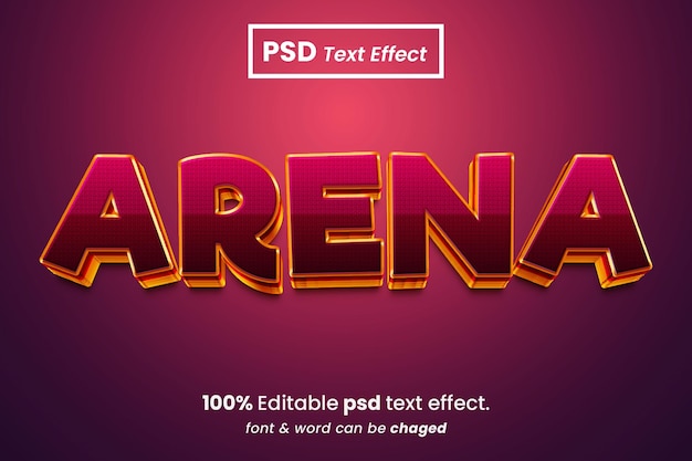 Arena editable 3d text effect