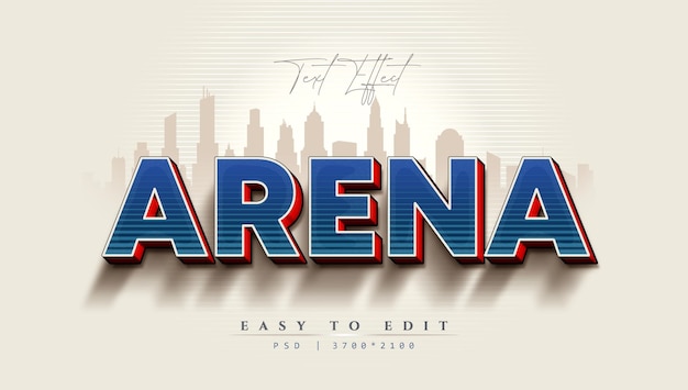Arena retro style 3d city font photoshop editable text effect