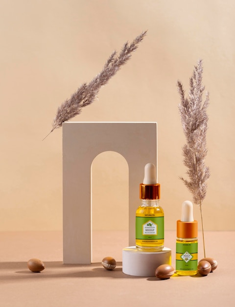 PSD mockup di prodotti a base di olio di argan