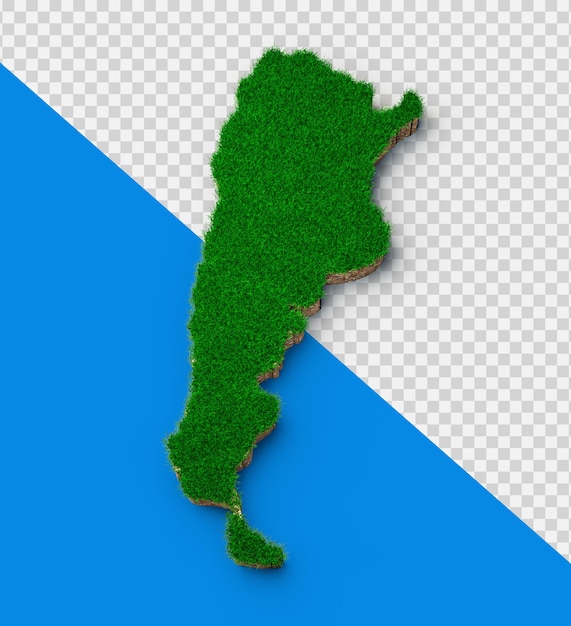 Поперечное сечение геологии почвы на карте аргентины с зеленой травой 3d иллюстрация