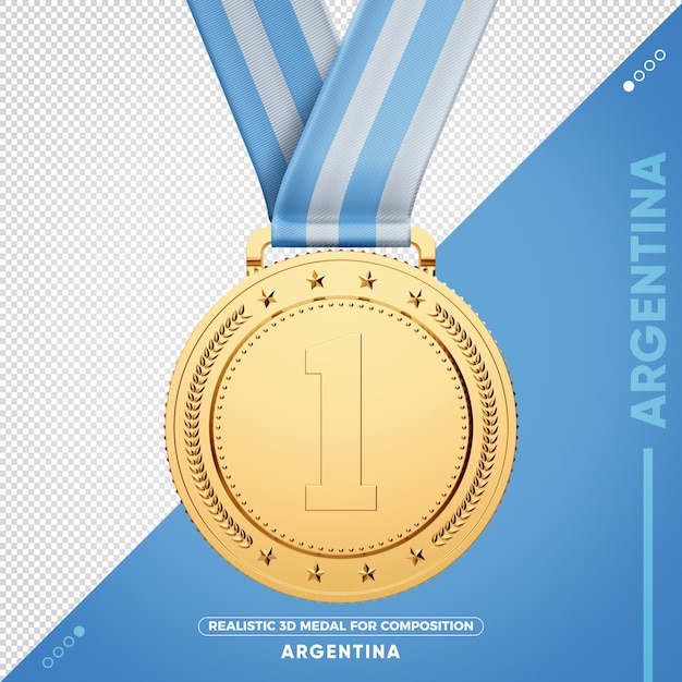 Argentine 3D gold medal by composition