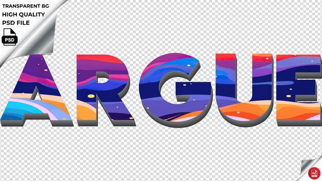 Argue typography flat colorful text texture psd transparent