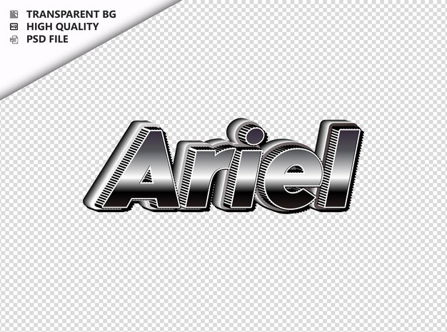 Ariel typography text silver black psd transparent