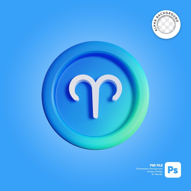 PSD aries zodiac sign 3d illustration