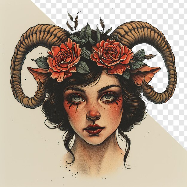 PSD aries zodiac tattoo flash print artwork