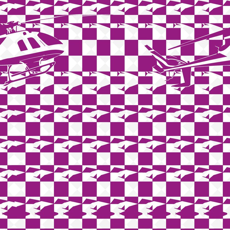 PSD aristocratic houndstooth pattern with helicopter icon and ab nature inspired abstract outline art