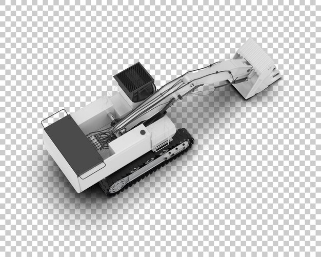 Arka planda izole edilmiş ekskavatör 3D render illüstrasyonu