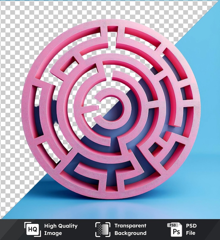 PSD arkada mavi bir gökyüzü ve mavi bir gölge ile şeffaf arka plan psd dairesel labirent mockup