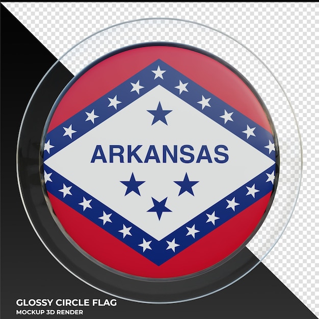 Arkansas realistic 3d textured glossy circle flag