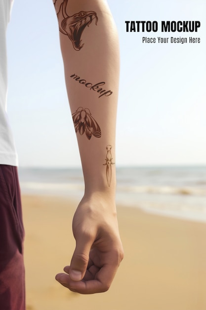 PSD arm tattoo mockup design