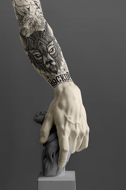 Arm tattoo mockup on greek statue