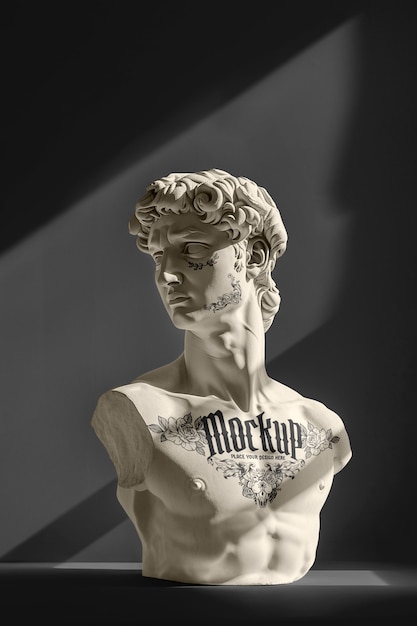 PSD arm tattoo mockup on greek statue