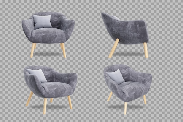 Armchair in 3d rendering isolated