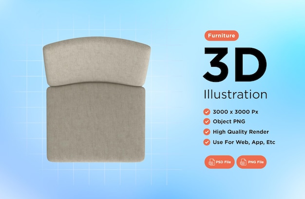 Armchair for home and office on a transparent background isolated object png 3D rendering