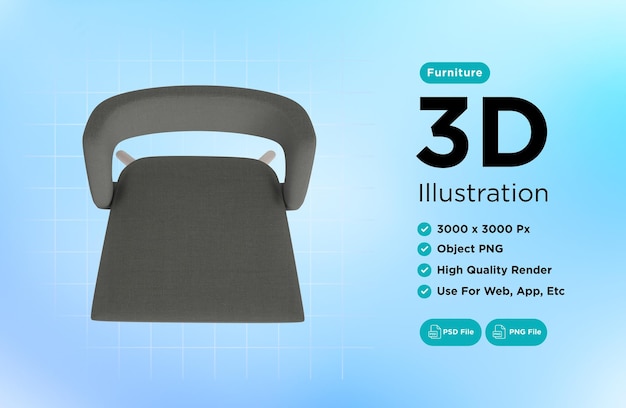 Armchair for home and office on a transparent background isolated object png 3D rendering