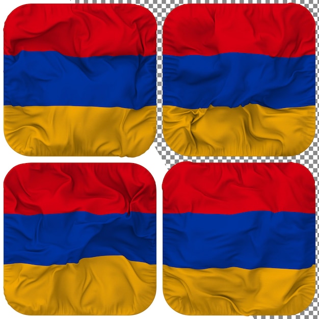 PSD armenia flag squire shape isolated different waving style bump texture 3d rendering