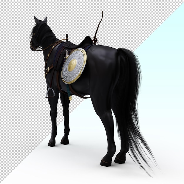 Armored black horse