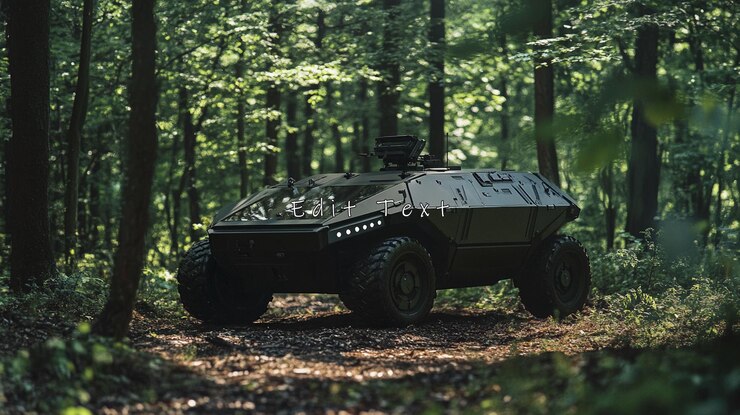 PSD armored military vehicle in forest
