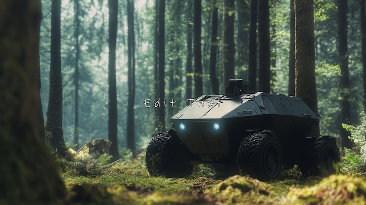PSD armored robot in a forest