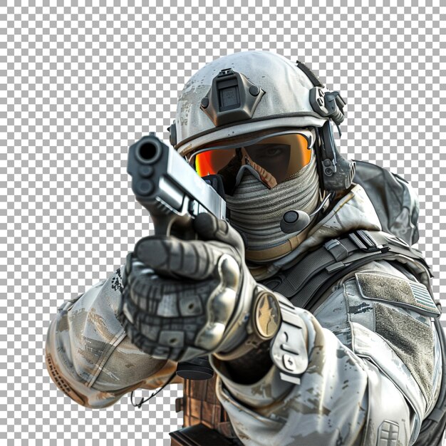 Army Troop Holding Gun on Transparent Background Ai Generated