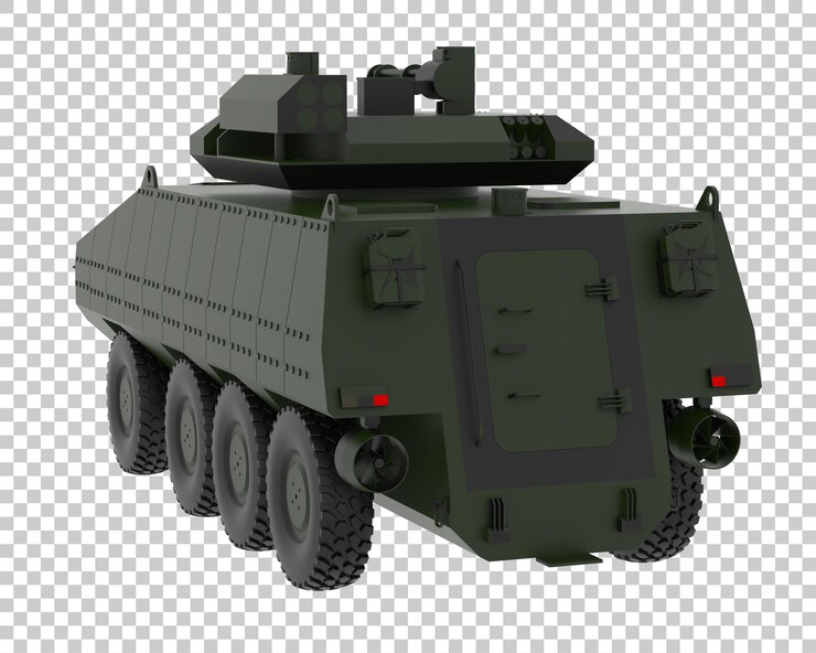 PSD армейский автомобиль на прозрачном фоне 3d рендеринг иллюстрации