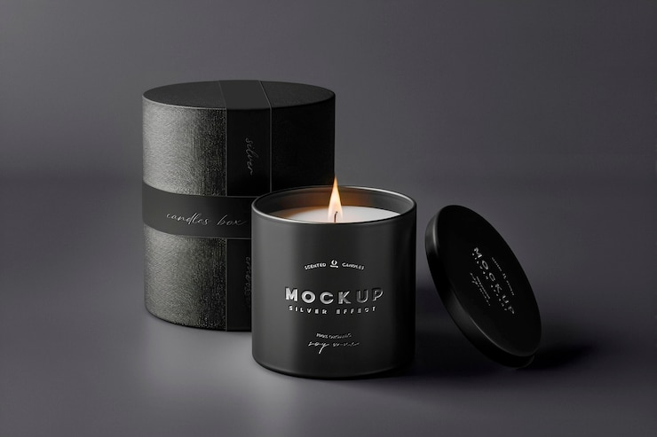 PSD aromatherapy candle with packaging mock-up
