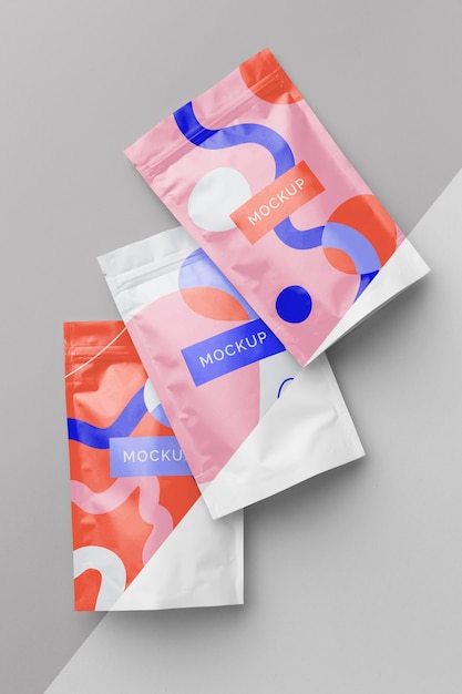 PSD arrangement of colorful mock-up doypack