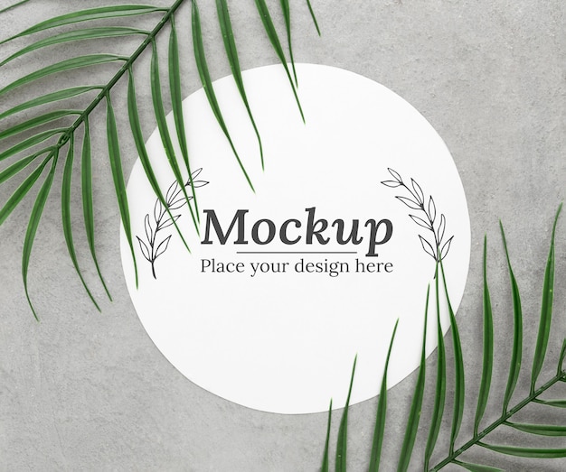 PSD arrangement of green leaves with mock-up