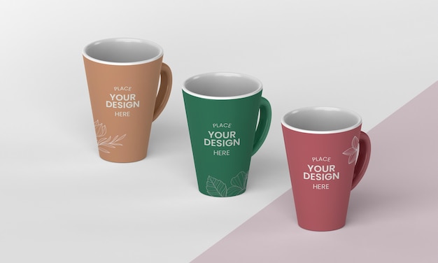 PSD arrangement of minimal coffee mugs