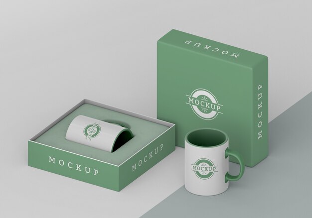 Arrangement of mock-up mug box