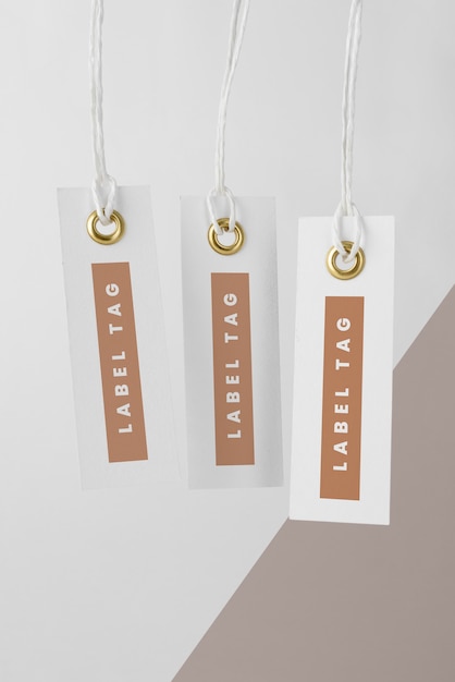 arrangement of mock-up paper tags
