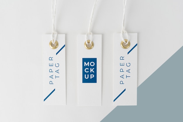 Arrangement of mock-up paper tags