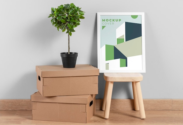 arrangement of modern mock-up frame