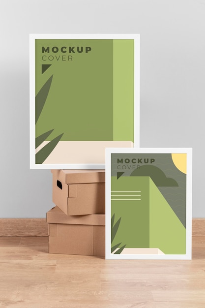 arrangement of modern mock-up frames