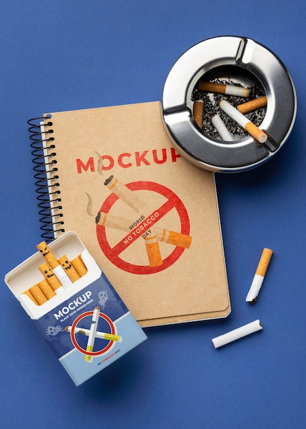 Arrangement of no tobacco day mock-up