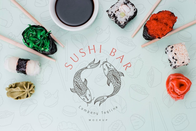 Arrangement for sushi bar mock-up