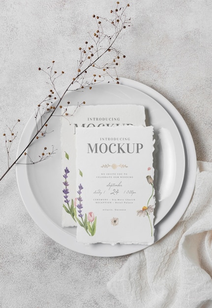 PSD arrangement of wedding mock-up cards