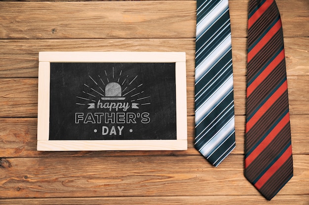 arrangement with blackboard and ties